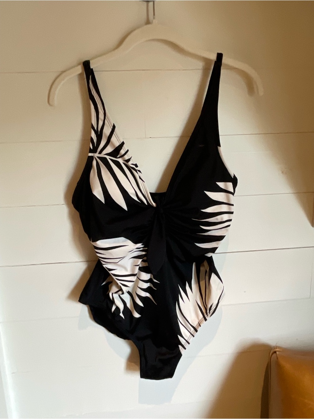 Kona Sol Black & White Palm-Print Kids One-Piece Swimsuit